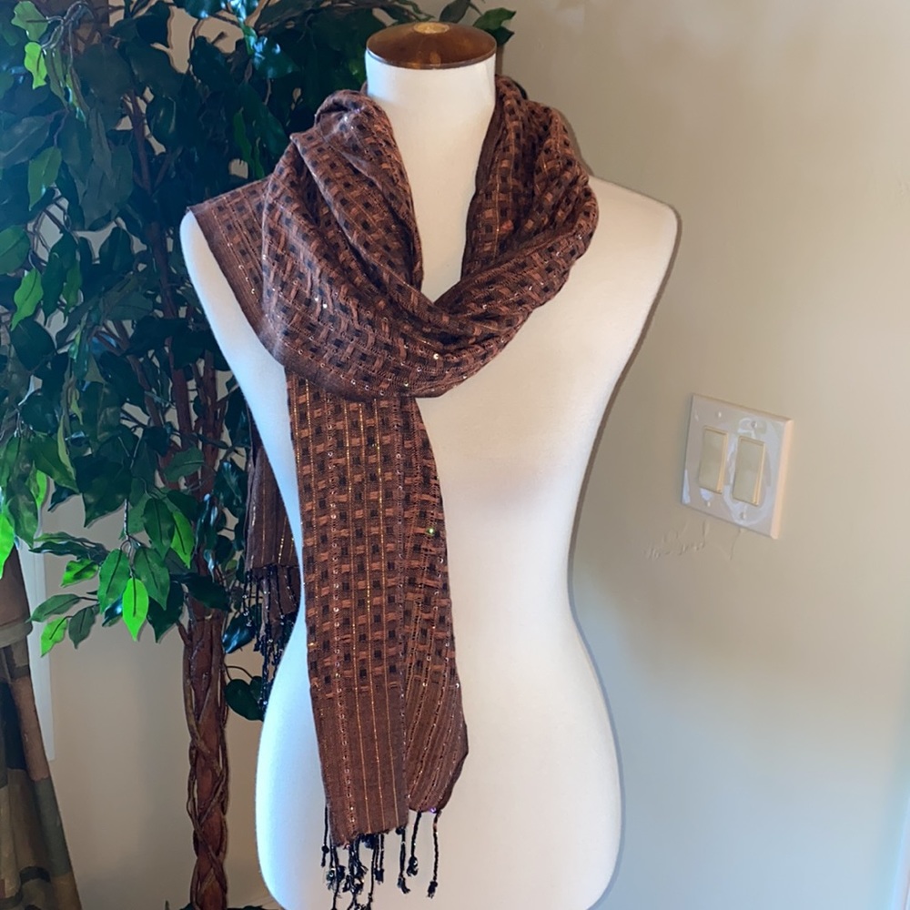 Cejon Oblong Rayon & Metallic Scarf NWT